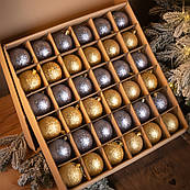 Новорічні ялинкові іграшки та прикраси пластикові 36 кульки кулі набір новорічних ялинкових іграшок куль, кульок на ялинку пластик