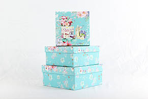 Коробки подарункові набір 3шт вкладені 1в1  розмір найбільшої 20х20х95см з глітером BM233317