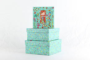 Коробки подарункові набір 3шт вкладені 1в1  розмір найбільшої 20х20х95см з глітером BM233321