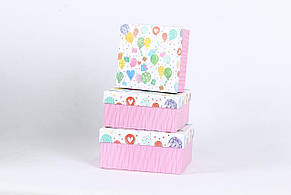 Коробки подарункові набір 3шт вкладені 1в1  розмір найбільшої 20х20х95см з глітером BM233324