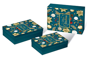 Коробки подарункові набір 3 шт. вкладені 1в1 розмір найбільший 33х235х9 см тиснення фольгою BM