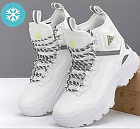 Зимові чоловічі кросівки-чоботи Nike ACG Air Zoom Gaiadome Gore-Tex теплі осінь-зима високі білі. Фото наживо