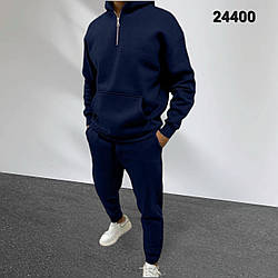 Чоловічий синій теплий костюм із горлом на змійці Розміри: 48,50,52,54,56 (31133-1)