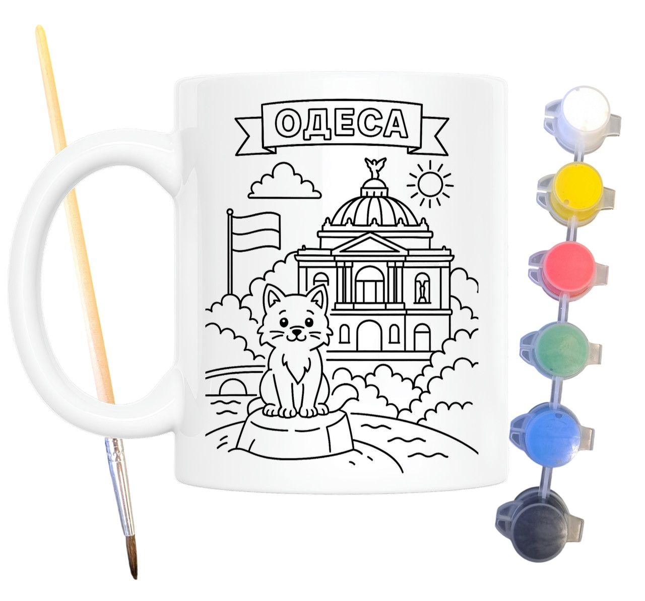 Набір для творчості кружка розмальовка Одеса 330 мл біла (КР0077), фото 1
