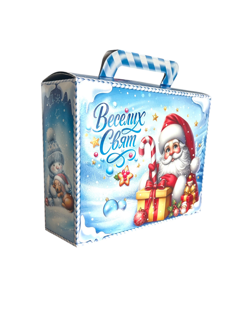 Новорічна коробка для цукерок до 900 г Сумка Блакитна, фото 1