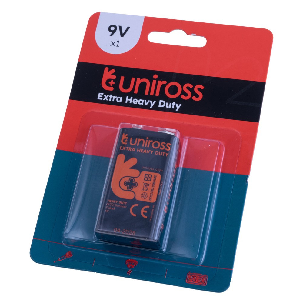 Батарейка "Крона" сольова 9V 1шт. Uniross BP1 9V EXTRA HEAVY DUTY