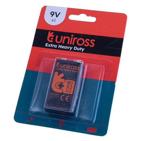 Батарейка "Крона" сольова 9V 1шт. Uniross BP1 9V EXTRA HEAVY DUTY, фото 1