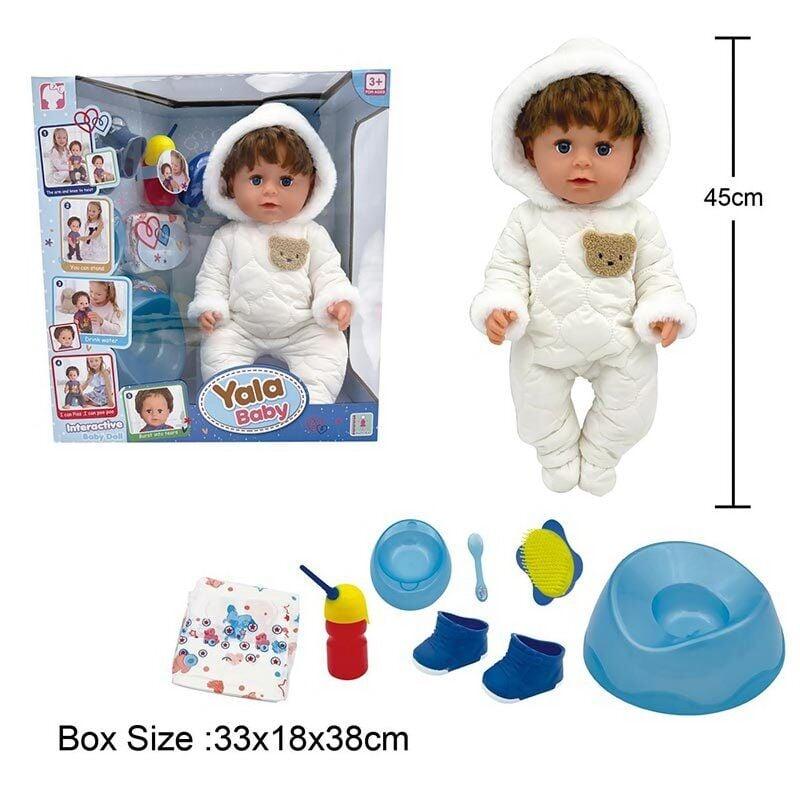 Пупс висота 45 см BLB 002 п'є з пляшечки, ходить на горщик, заплющує очі, плаче сльозами, аксесуари, фото 1