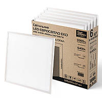 Набір Світильник LED ЄВРОСВІТЛО ЕКО 36Вт 6400К універсальний/опал 6шт