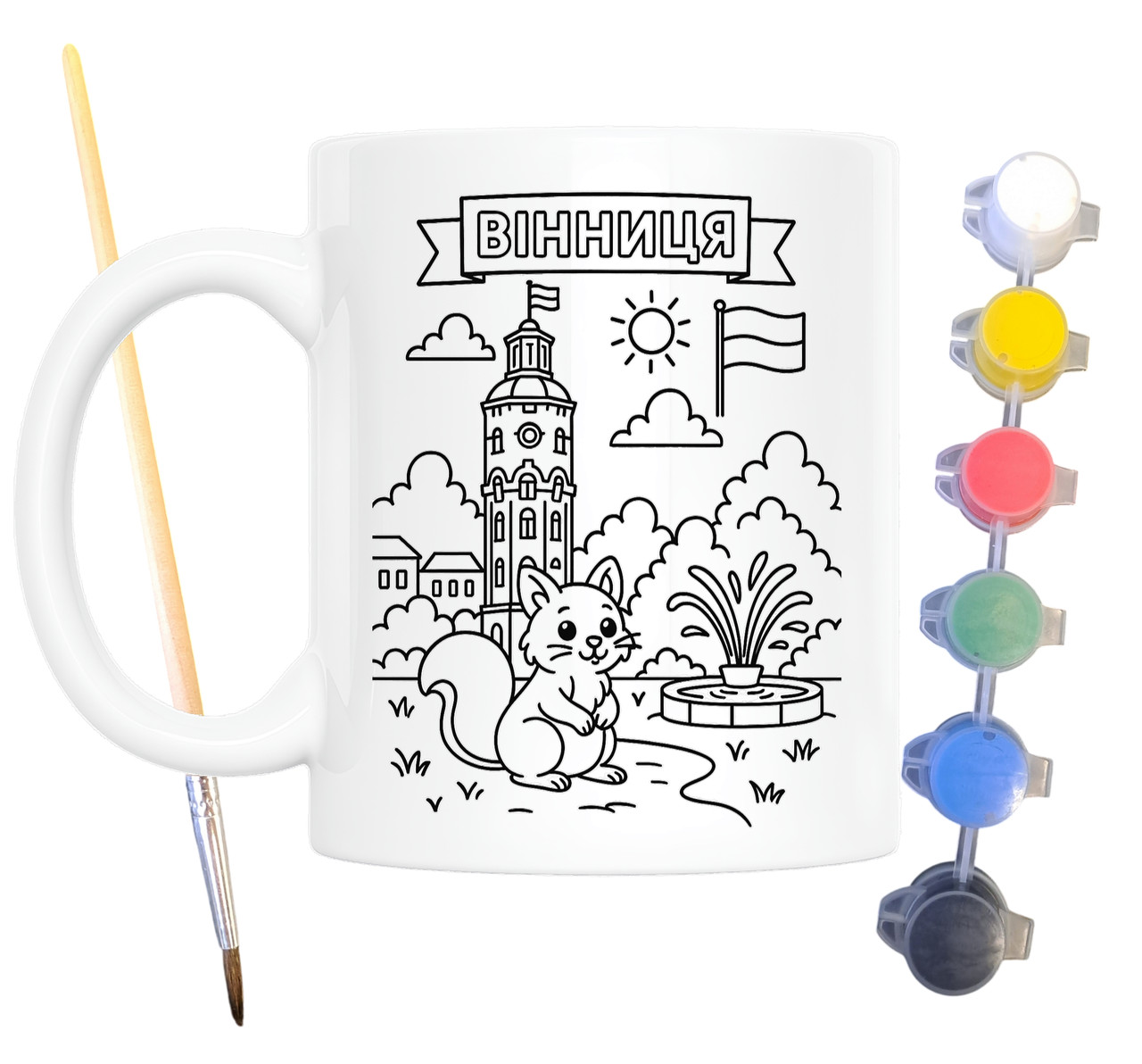 Набір для творчості кружка розмальовка місто Вінниця 330 мл біла (КР0080), фото 1