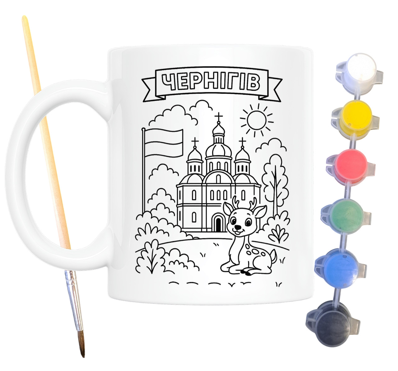 Набір для творчості кружка розмальовка місто Чернігів 330 мл біла (КР0081), фото 1