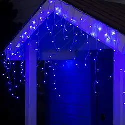 Вулична гірлянда-бахрома 120 LED 5 метрів синє світло працює від мережі