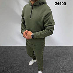 Чоловічий зелений теплий костюм із горлом на змійці Розміри: 48,50,52,54,56 (31133-2)