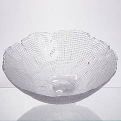 Салатниця велика скляна прозора 2 літри, кругла салатниця для салатів фруктів та десертів