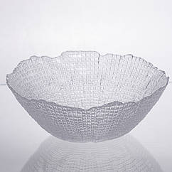 Салатниця велика скляна прозора 1 літр, кругла салатниця для салатів фруктів та десертів