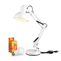 Набір настільна лампа Євросвітло Ridy-027 E27 біла і лампа 10 Вт 4200К Е27