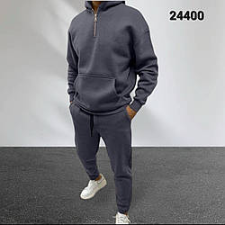 Чоловічий теплий костюм сірого кольору з горлом на блискавці Розміри: 48,50,52,54,56 (31133-3)