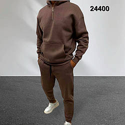 Чоловічий теплий костюм з капюшоном і горлом на блискавці Розміри: 48,50,52,54,56 (31133-4)