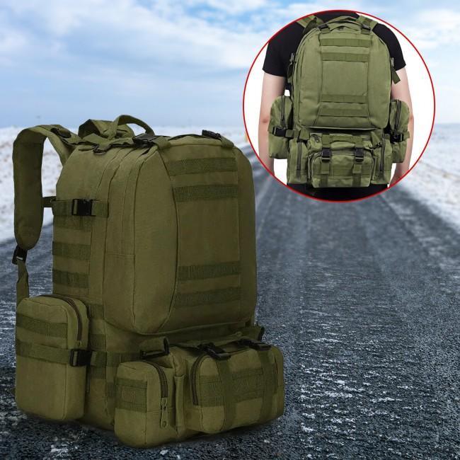 Рюкзак тактичний із підсумками B08 oliva 55L, фото 1