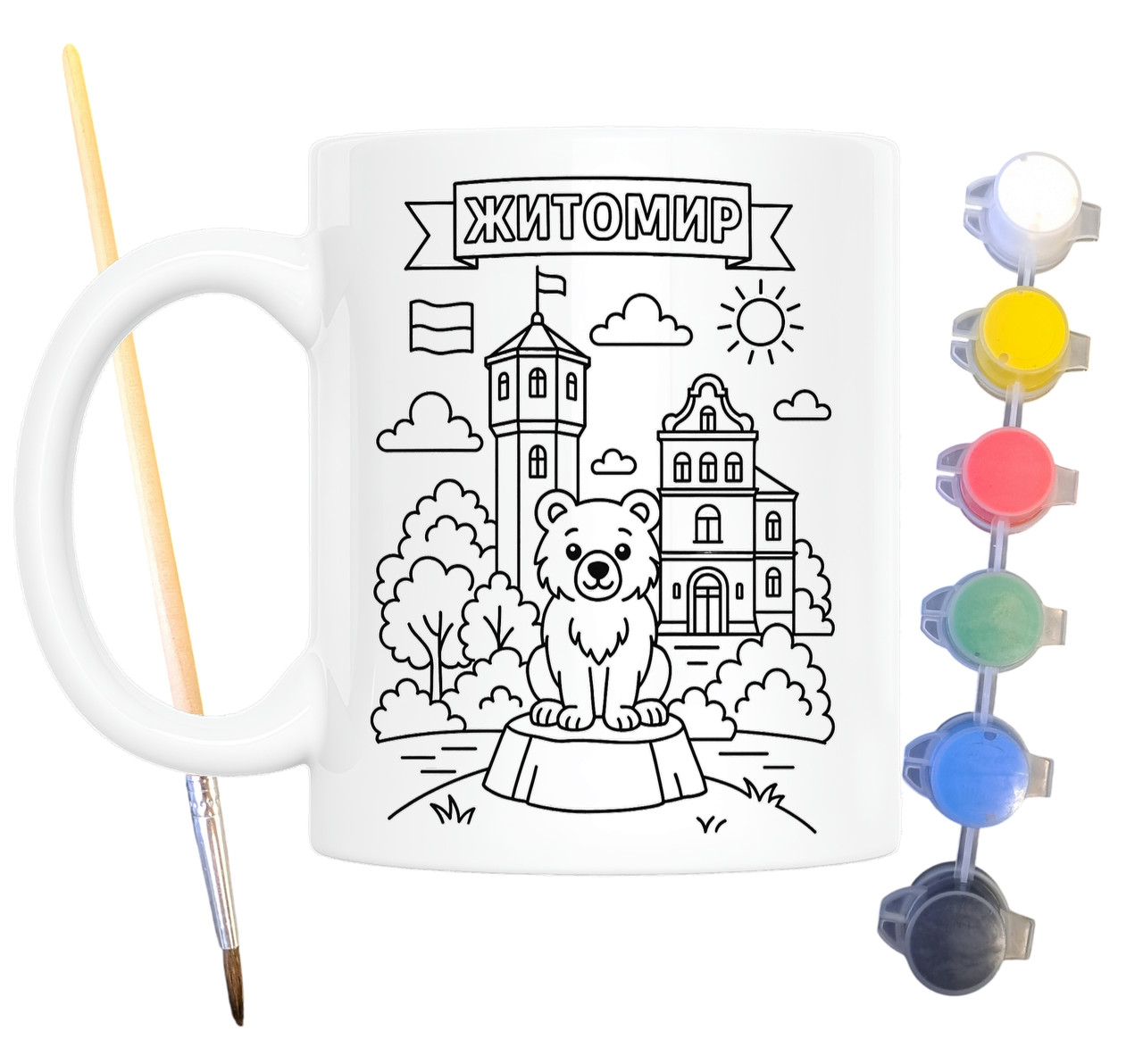 Набір для творчості кружка розмальовка місто Житомир 330 мл біла (КР0083), фото 1