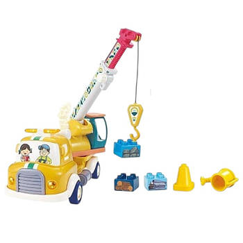 Спецтехніка "Підйомний кран" (інерція, підсвічування, звуки, парогенерація, рухомі елементи, конструктор, на батарейках) A 88033