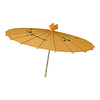 Парасолька із шовку та бамбука жовта з розписом