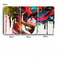 Модульна картина «Закохані в кольорах» Абстрактний друк на полотні, сучасний настінний декор 120х60 см, фото 5