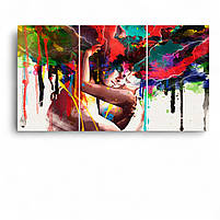 Модульна картина «Закохані в кольорах» Абстрактний друк на полотні, сучасний настінний декор 120х60 см, фото 2