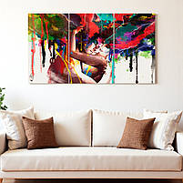 Модульна картина «Закохані в кольорах» Абстрактний друк на полотні, сучасний настінний декор 120х60 см, фото 3