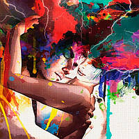 Модульна картина «Закохані в кольорах» Абстрактний друк на полотні, сучасний настінний декор 120х60 см, фото 4