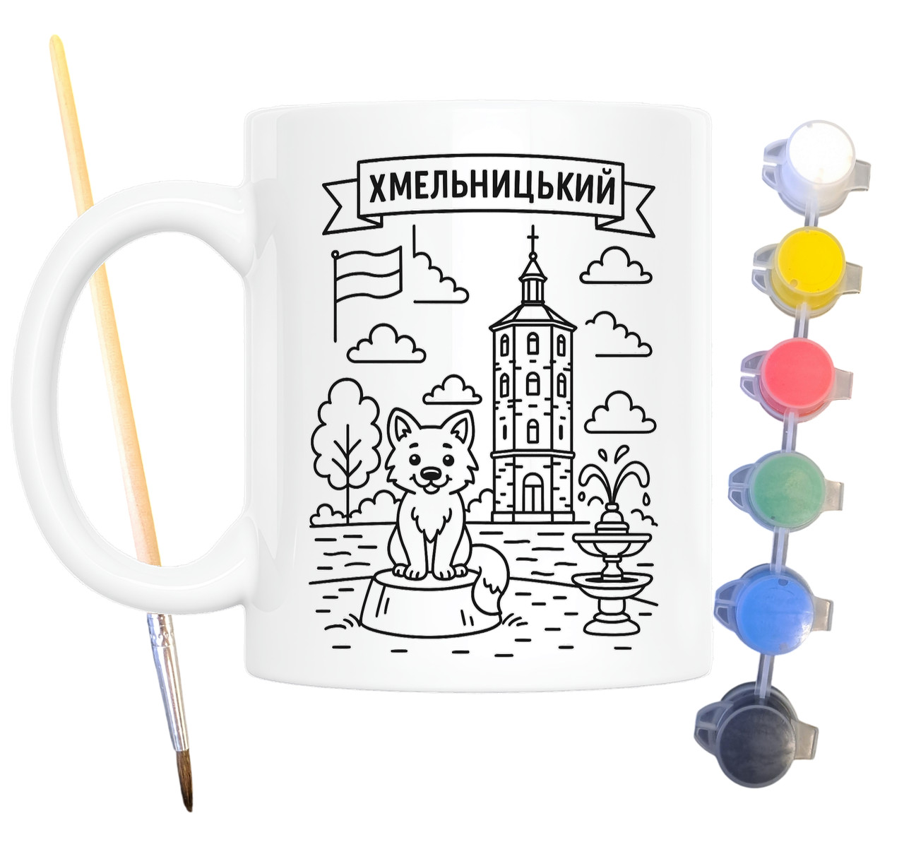 Набір для творчості кружка розмальовка Хмельницький 330 мл біла (КР0086), фото 1