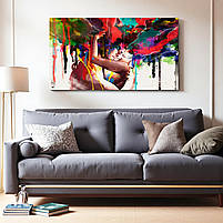 Картина «Закохані в кольорах» Абстрактне мистецтво Друк на полотні, сучасний настінний декор 60х30 см, фото 3