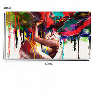 Картина «Закохані в кольорах» Абстрактне мистецтво Друк на полотні, сучасний настінний декор 60х30 см, фото 4