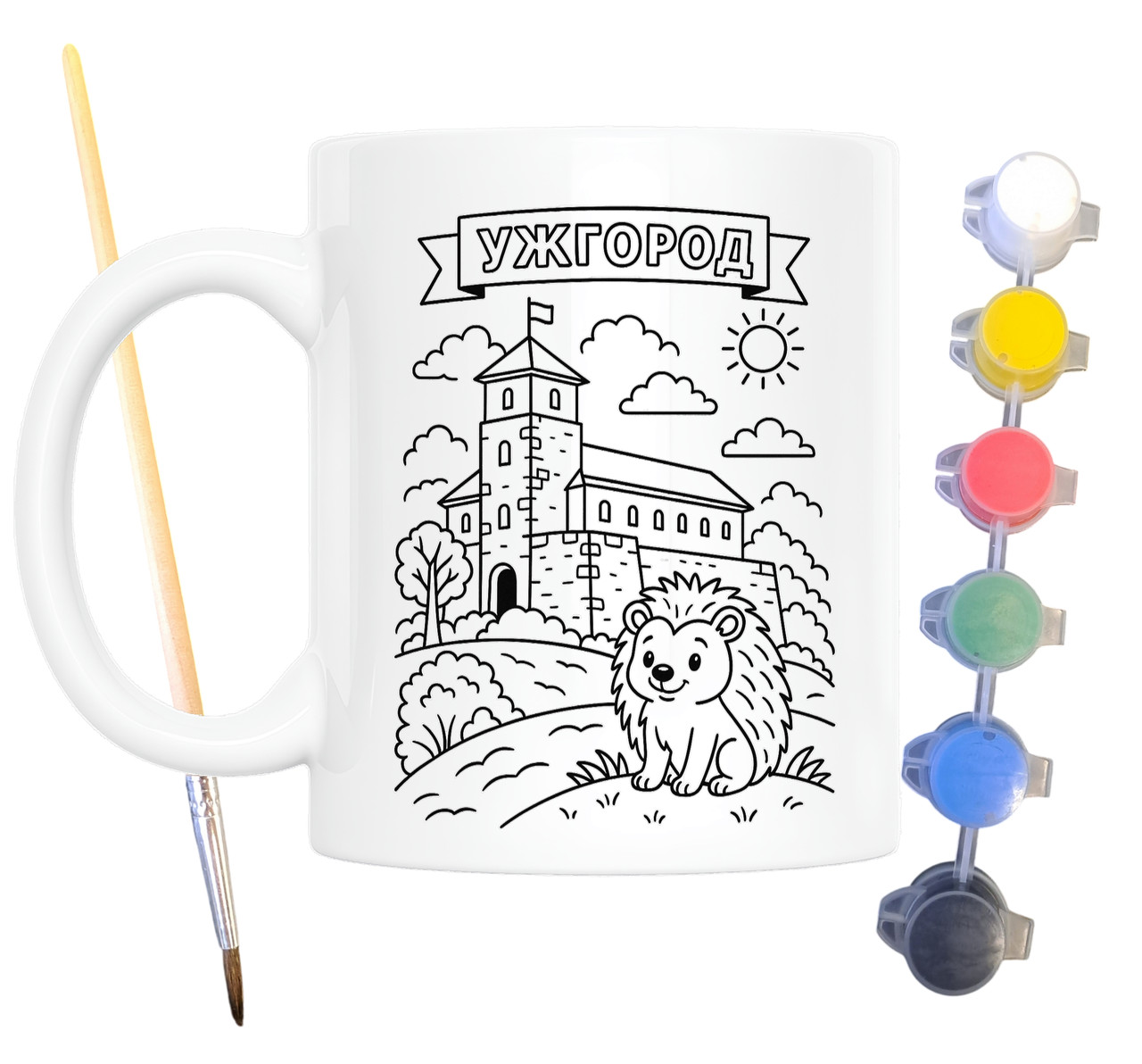 Набір для творчості кружка розмальовка Ужгород 330 мл біла (КР0087), фото 1