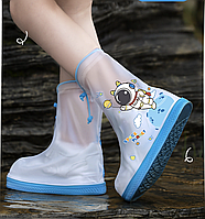 Дитячі чохли-бахіли для захисту взуття від дощу та бруду водонепроникні багаторазові Астронавт (розмір M)