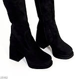 Жіночі ботфорті панчохи на підборах, класичні ботфорти на стійкому підборі, фото 4