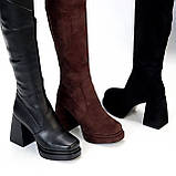 Жіночі ботфорті панчохи на підборах, класичні ботфорти на стійкому підборі, фото 2