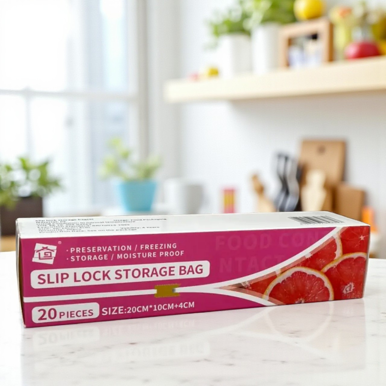 Пакет із замком слайдером (бігунком) 20х10х4 см 20 шт пакети для заморозки, фото 1