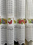 Тюль кухонний 3 м х 1,20 м з тасьмою молочний фрукти, фото 9