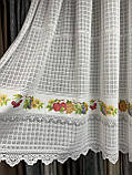 Тюль кухонний 3 м х 1,20 м з тасьмою молочний фрукти, фото 4