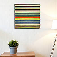 Квадратна картина «Кольорові лінії» Сучасна яскрава абстракція Друк на полотні, настінний декор 40х40 см, фото 3
