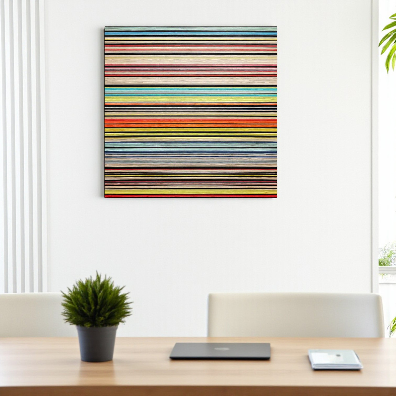 Квадратна картина «Кольорові лінії» Сучасна яскрава абстракція Друк на полотні, настінний декор 40х40 см, фото 1