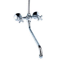 Змішувач QN ½" для ванни гусак вигнутий дивертор вбудований кульовий AQUATICA QN-2C458C (9786200)