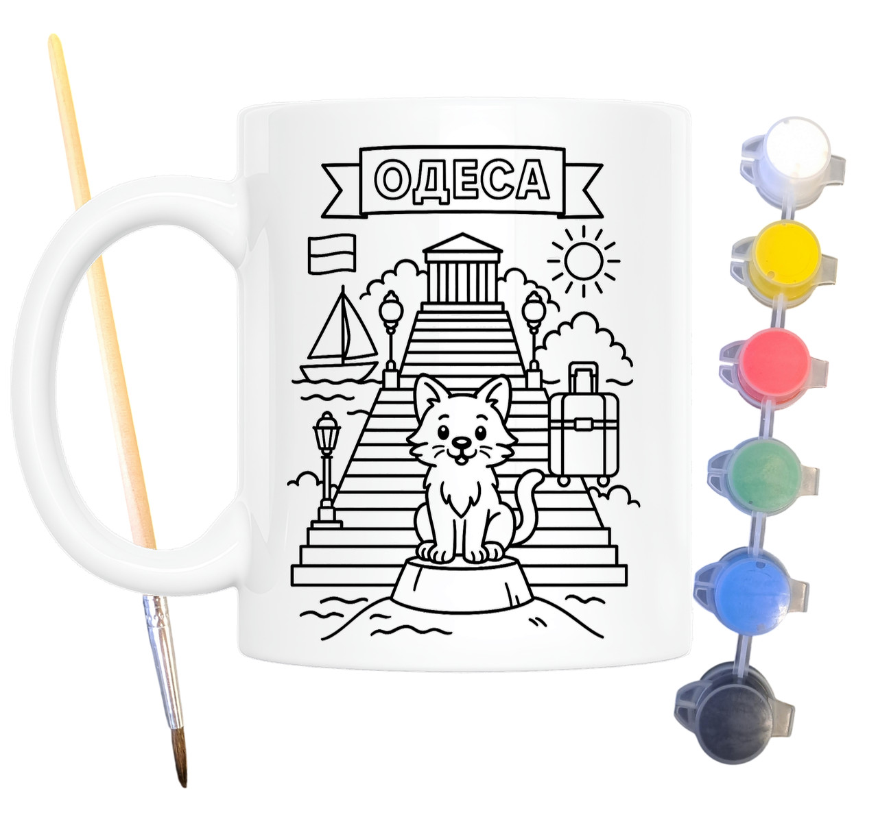 Набір для творчості кружка розмальовка Одеса 330 мл біла (КР0090), фото 1