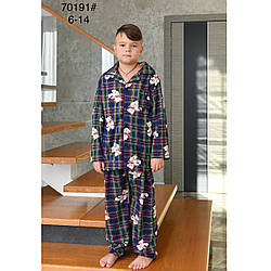 Байкова піжама з начосом для хлопчика підлітка "Фабричний Китай" Розміри: 6,8, 10, 12, 14 років (49360-1)