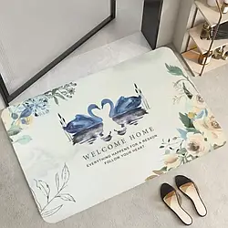 Водопоглинаючий килимок для ванної 50⨯80 см з антиковзаючим покриттям, Лебідь / Діатомітовий килимок у ванну