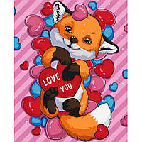 Картина по номерам "Лисичка з валентинкою " 40*50см