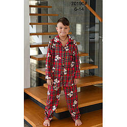 Підліткова байкова піжама з начосом для хлопчика та дівчинки "Фабричний Китай" Розміри: 6,8,10,12,14 років (49360-2)