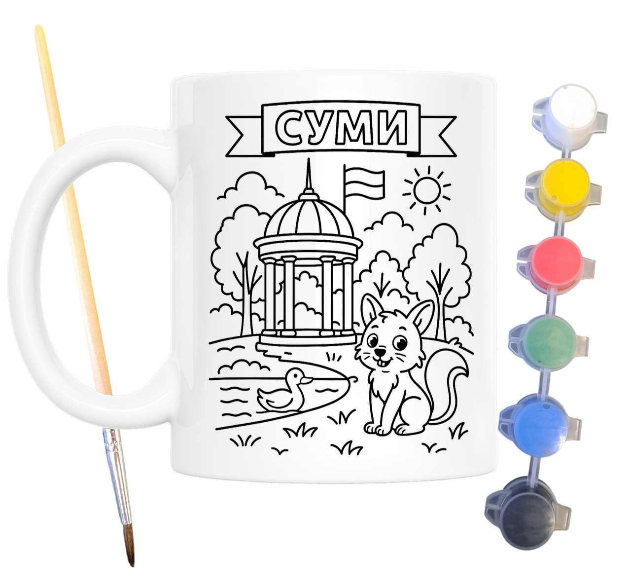 Набір для творчості кружка розмальовка Суми 330 мл біла (КР0092), фото 1