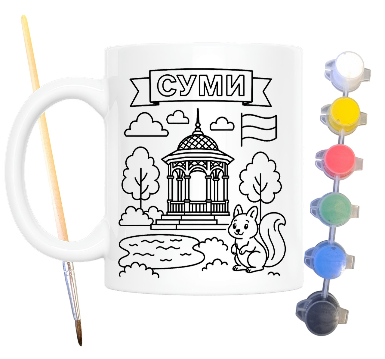 Набір для творчості кружка розмальовка Суми 330 мл біла (КР0093), фото 1